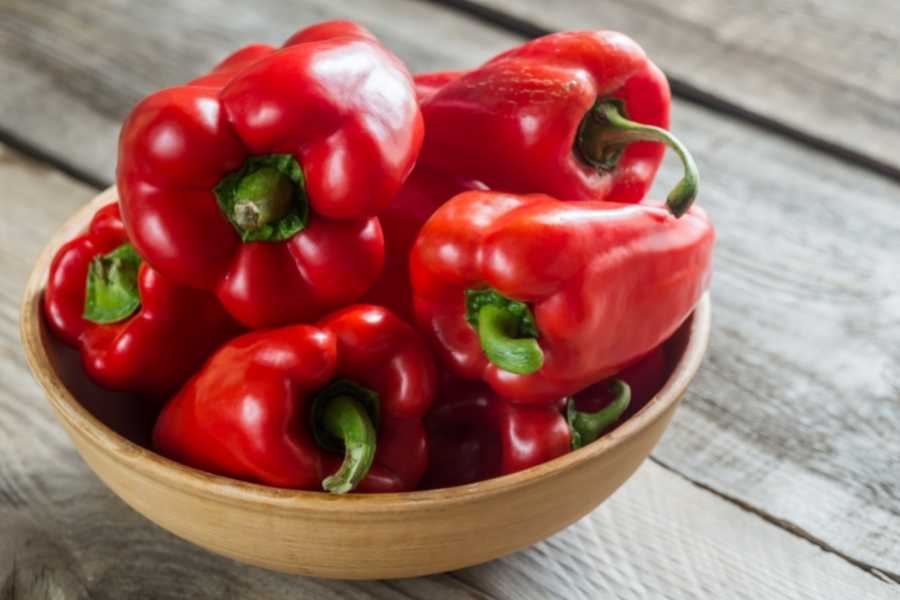 Bell peppers on bowl