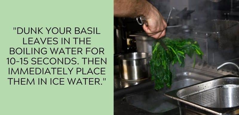 blanching basil